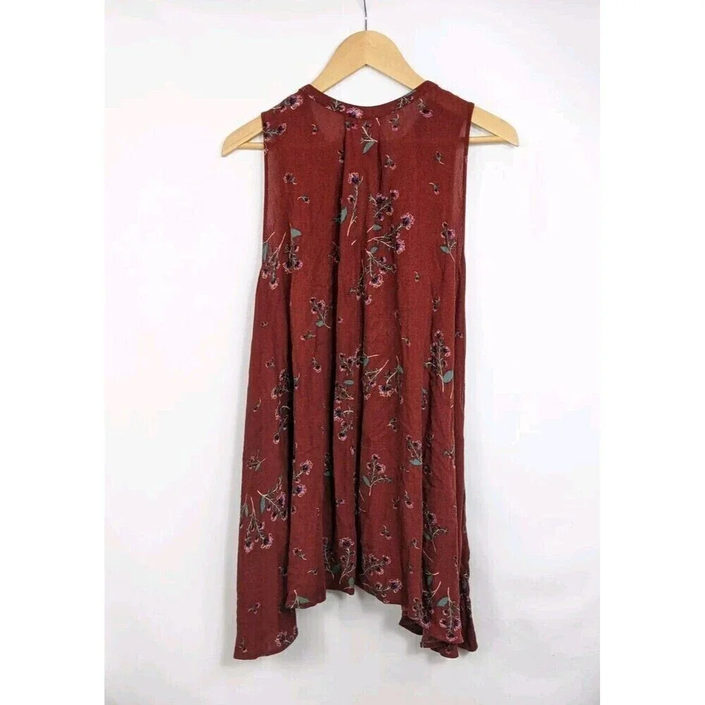 Free People Tree Swing Printed‎ Tunic Dress Crimson XS
